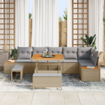 vidaXL 9-osaline aiam&ouml;&ouml;bli komplekt patjadega, beige, pol&uuml; rattan, akaatsia | 3364877 | 8721288449962