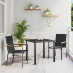 vidaXL Zestaw jadalny  3-częściowy Black z Textilene i stalą | 3379086 | 8721288640130