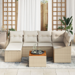 vidaXL Aiam&ouml;&ouml;bli komplekt 7-osaline koos patjadega Beige pol&uuml;rattan Akaatsia | 3356524 | 8721288367952