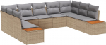 vidaXL 5-osaline aiam&ouml;&ouml;bli komplekt patjadega, beige, pol&uuml; rattan, akaatsia | 3356835 | 8721288371065