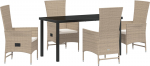 vidaXL 5-osaline aiam&ouml;&ouml;bli komplekt pol&uuml;rotangist koos patjadega beige | 3379466 | 8721288643865
