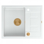 Zlewozmywak GraniteQ MORGAN 116 GraniteQ zlewozmywak snow white z syfonem Push To Open kol. miedziany 1-komorowy z/o + zaczepy 4 szt | brak | 5904310996914
