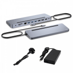 i-tec USB-C Metal Ergonomic 4K 3x Display 2x DP 1x HDMI LAN Audio Power Delivery 100 W + i-tec Universal Charger 100 W - Stacja dokująca | C31FLAT2PDPRO100W | 8595611706639