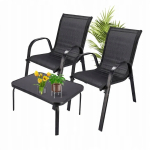 Classic Black Forest aiam&ouml;&ouml;bli komplekt, Textilene kaks tooli + must laud | L-0750 | 5907207224466
