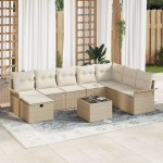 vidaXL 9-osaline aiam&ouml;&ouml;bli komplekt pol&uuml;rotangist koos patjadega Beige | 3358940 | 8721288391438