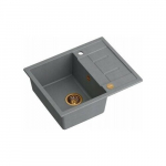 Zlewozmywak GraniteQ MORGAN 116 zlewozmywak silver stone z syfonem Push To Open kol. miedziany 1-komorowy z/o + zaczepy 4 szt | brak | 5904310996938