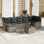 vidaXL Zestaw 7-częściowy sof ogrodowych z poduszkami Black polirattan | 3345459 | 8721158950451