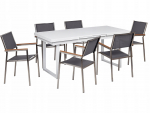 Beliani Zestaw ogrodowy dla 6 os&oacute;b VALCANETTO/GROSSETO Metal Gray/ biały | 524964 Bel | 4255664886101