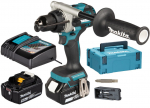 Makita Akku-Schlagbohrschrauber DHP492RTJ, 18Volt (blau/Black, 2x Li-Ionen-Akku 5,0Ah, MAKPAC Gr.2) | DHP492RTJ | 0197050011732
