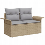 vidaXL 5-osaline aiam&ouml;&ouml;bli komplekt koos patjadega Beige pol&uuml;rotang Akatsia, 2-kohaline aiam&ouml;&ouml;blidiivan hoiukastiga ja patjadega Beige pol&uuml;rotang | 3355928 | 8721288361998