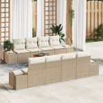 vidaXL 9-osaline aiam&ouml;&ouml;bli komplekt pol&uuml;rotangist ja akaatsiast koos patjadega Beige | 3347932 | 8721158980465