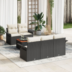 vidaXL 6-osaline aiam&ouml;&ouml;bli komplekt patjadega Black pol&uuml; rattan akatsia | 3347264 | 8721158973788
