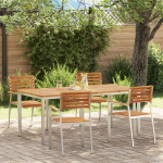 5-osaline s&ouml;&ouml;gikomplekt vidaXL tahke akaatsiapuust, aia laud vidaXL 180x90x75 cm tahke akaatsiapuust, nelja kokkupandava aia tooli komplekt vidaXL tahke akaatsiapuust ja terasest | 3334777 | 8721288461506