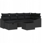 vidaXL vidaXL 7-osaline aiam&ouml;&ouml;bli komplekt patjadega Black pol&uuml;rotang | 3359292 | 8721288394958