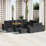 vidaXL Aiam&ouml;&ouml;bli komplekt 13 osa must pol&uuml; rattan akaatsia, S&ouml;&ouml;gitoakomplekt 3 osa must pol&uuml; rattan akaatsia | 3362059 | 8721288421784
