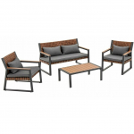 Zestaw Mebli Ogrodowych TEXAS z Sofą Fotelami i Stolikem Kawowym SZARY | M-MO-ZEO-TEX-ZES-SZA | 5900354145424