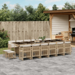 vidaXL 17-osaline aiam&ouml;&ouml;bli komplekt patjadega, beige, pol&uuml;rotang | 3211006 | 8721012294646