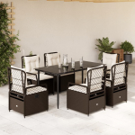 vidaXL 7-osaline aiam&ouml;&ouml;bli komplekt, patjadega, Brown, PE rattan | 3262975 VidaXL | 8721102394010