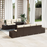 vidaXL 8-osaline aiam&ouml;&ouml;bli komplekt Brown, Cream Rotang, Pol&uuml;ester | 3357861 | 8721288380647