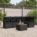 vidaXL 6-osaline aiam&ouml;&ouml;bli komplekt patjadega Black pol&uuml;rotang akatsia | 3347331 | 8721158974457