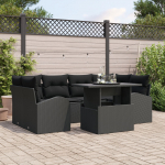 vidaXL 7-osaline aiam&ouml;&ouml;bli komplekt patjadega Black pol&uuml;rotangist | 3348579 | 8721158986931