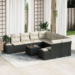 vidaXL Aiam&ouml;&ouml;bli komplekt 9-osaline koos patjadega Black pol&uuml;rotang | 3355666 | 8721288359377