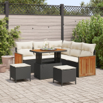 vidaXL 8-osaline aiam&ouml;&ouml;bli komplekt patjadega Black pol&uuml;rattan akatsia | 3365255 | 8721288453747