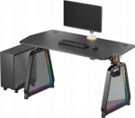 Biurko Ultradesk ULTRADESK Biurko dla gracza BOOSTER, 136x70,5 cm, 75 cm, podświetlenie RGB, uchwyt na słuchawki i nap&oacute;j | UDESK-BO-BA/BB | 5904238811443