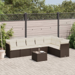 vidaXL 8-osaline aiam&ouml;&ouml;bli komplekt patjadega Brown | 3249592 | 8721012885677