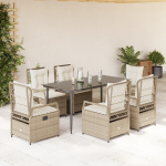 vidaXL 7-osaline aiam&ouml;&ouml;bli komplekt koos patjadega, beež, pol&uuml;rattan | 3263017 VidaXL | 8721102394430