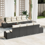 vidaXL 9-osaline aiam&ouml;&ouml;bli komplekt patjadega Black pol&uuml;rotang akatsia | 3347929 | 8721158980434
