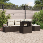 vidaXL 6-osaline aiam&ouml;&ouml;bli komplekt patjadega pruun pol&uuml; rattan | 3349164 | 8721158992789