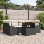 vidaXL Zestaw 7-częściowy sofy ogrodowej z poduszkami Black Polirattan | 3358525 | 8721288387288