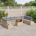 vidaXL Aiakomplekt 11 osaga ja patjadega Beige Rotang Akatsia | 3350107 | 8721158232212