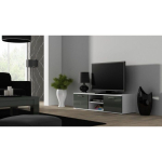 Cama Meble Szafka RTV SOHO 140 biały/ szary połysk | SOHORTV140BI/SZ | 5903815002953