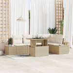 vidaXL 6-osaline aiam&ouml;&ouml;bli komplekt pol&uuml;rotangist koos patjadega Beige | 3357924 | 8721288381279