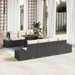 vidaXL 8-osaline aiam&ouml;&ouml;bli komplekt patjadega Black pol&uuml;rotang akatsia | 3349921 | 8721158230355