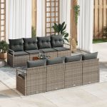 vidaXL 9-osaline aiam&ouml;&ouml;bli komplekt patjadega hall rattan akatsia, vidaXL 2-kohaline aiam&ouml;&ouml;bel patjadega hall rattan pol&uuml;et&uuml;leen | 3347678 | 8721158977922