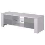 Cama Meble Szafka RTV WEST 42/130/42 biały/ szary połysk | WEST BI/SZ | 5903815004254