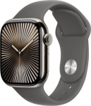 Apple Watch Series 10 LTE 46mm Natural Titangeh&auml;use mit Stone Grey Sportarmband - S/M | MWY93QF/A | 0195949564093
