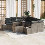 vidaXL Diivanikomplekt Komplekt 9 Hall, Brown Pol&uuml;rotang, Pol&uuml;ester | 3357892 | 8721288380951