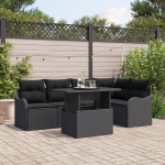 vidaXL 6-osaline aiam&ouml;&ouml;bli komplekt patjadega Black pol&uuml;rotang | 3348469 | 8721158985835