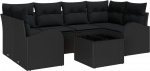 Zestaw sof ogrodowych vidaXL 7-elementowy z poduszkami Black Polirattan | 3354612 | 8721288348838