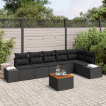 vidaXL Zestaw Sofowy Ogrodowy 7 części z Poduszkami Black Polirattan Akacja | 3347968 | 8721158980823