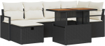 vidaXL 7-elementowy zestaw sofy ogrodowej z poduszkami, Black rattan polietylenowy, vidaXL 2-osobowa sofa ogrodowa z przechowywaniem i poduszkami, Black rattan polietylenowy | 3361327 | 8721288414465