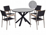 Beliani Zestaw ogrodowy dla 4 os&oacute;b MALETTO/GROSSETO Metal Efekt marmuru Gray/ Black | 525628 Bel | 4255664886170