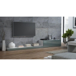 Cama Meble Szafka RTV LIFE 300/42/35 biały/ szary połysk | LIFE BI/SZ | 5903815001994