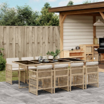vidaXL 9-osaline aiam&ouml;&ouml;bli komplekt koos patjadega, beež, pol&uuml;rattan | 3210922 | 8721012293809