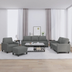 vidaXL VidaXL 4 Piece Sofa Set with Cushions Dark Gray Fabric | 3201437 | 8721012064041