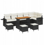 vidaXL Aiam&ouml;&ouml;bli komplekt 10 osa koos patjadega Black pol&uuml;rotang Akaatsia, S&ouml;&ouml;gikomplekt 4 osa koos patjadega Black pol&uuml;rotang Akaatsia | 3363720 | 8721288438393